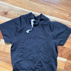 Black cropped high neck lulu shirt